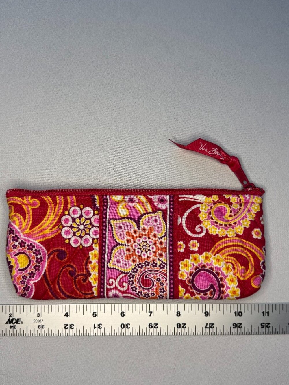 2008 Vera Bradley Pencil/Makeup Case in Raspberry Fizz